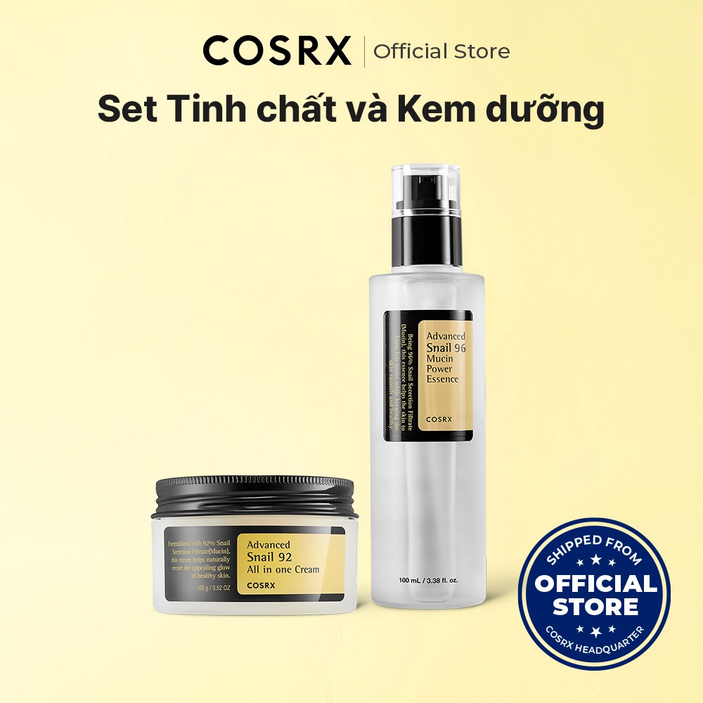 Ảnh Set serum ốc sên 96 mucin 100ml + kem dưỡng ẩm COSRX tái tạo phục hồi da chiết xuất 92% dịch ốc sên 100g 1