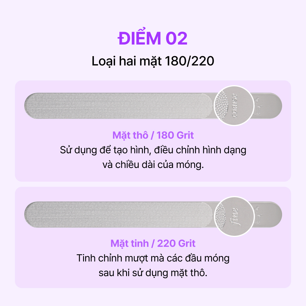 baren Dũa Móng Hai Mặt Bằng Thép Không Gỉ 1+1 [dành cho móng tự nhiên]