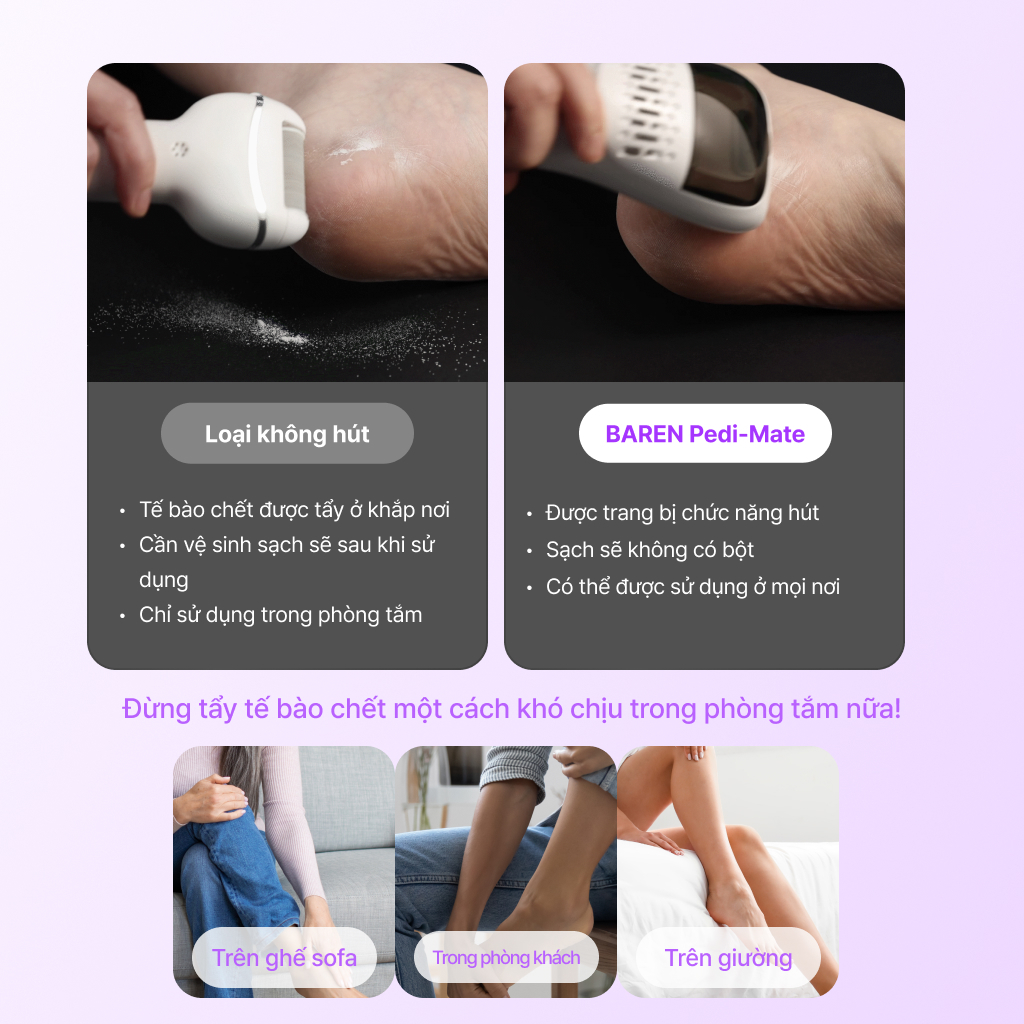 baren Máy Chân Không Điện Kép Loại Bỏ Vết Chai Pedi-Mate