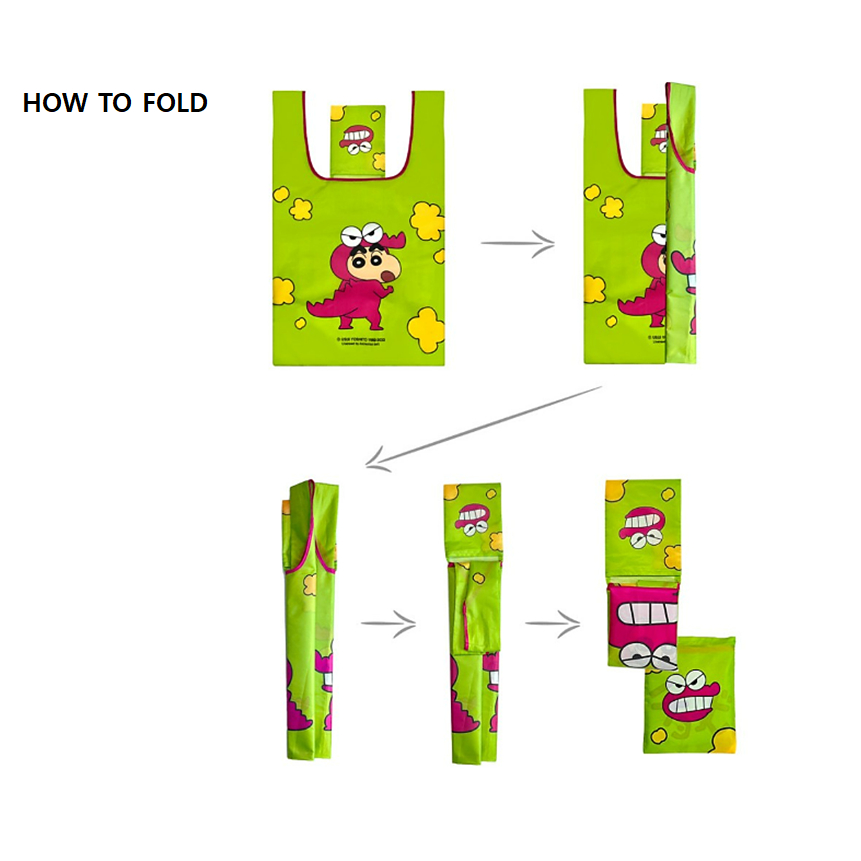 [Crayon ShinChan] Túi mua sắm Folable thân thiện với môi trường Túi đựng đồ mua sắm Tote