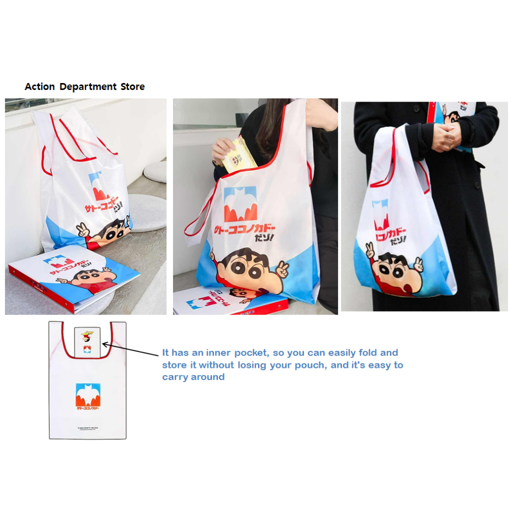[Crayon ShinChan] Túi mua sắm Folable thân thiện với môi trường Túi đựng đồ mua sắm Tote