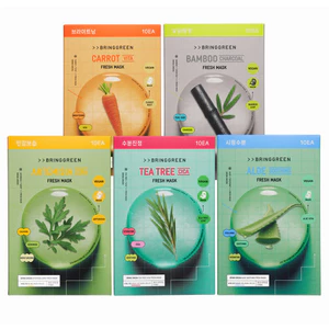 BRINGGREEN Mặt nạ tươi 20g (Cây trà, Artemisia, Lô hội, Cà rốt, Than tre) 5ea, 10ea