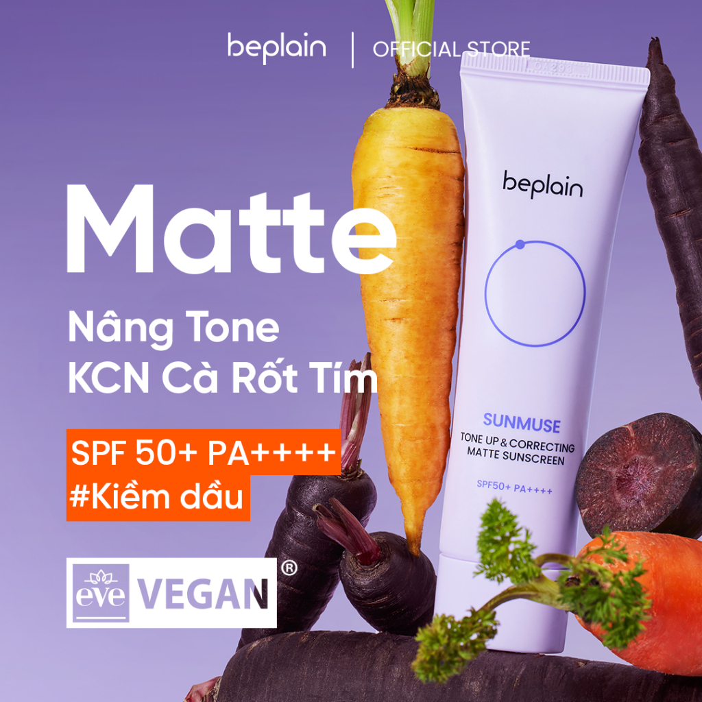 Kem chống nắng BEPLAIN Sunmuse lai Vật Lý & Hoá Học Nâng Tone & Hiệu chỉnh da Matte Mịn lì SPF 50+ PA++++ 50mL