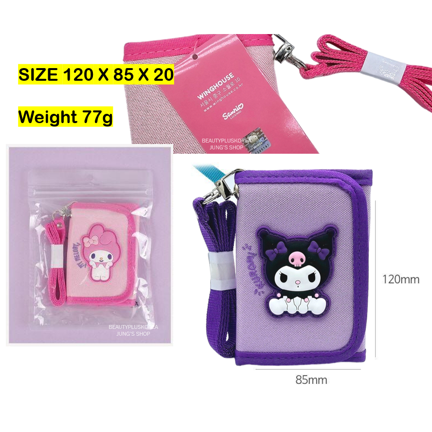 [Sanrio] Ví vòng cổ 3 tầng dễ thương (Pompompurin / Kuromi / Cinnamoroll / Mymelody) Ví đựng tiền xu Velcro