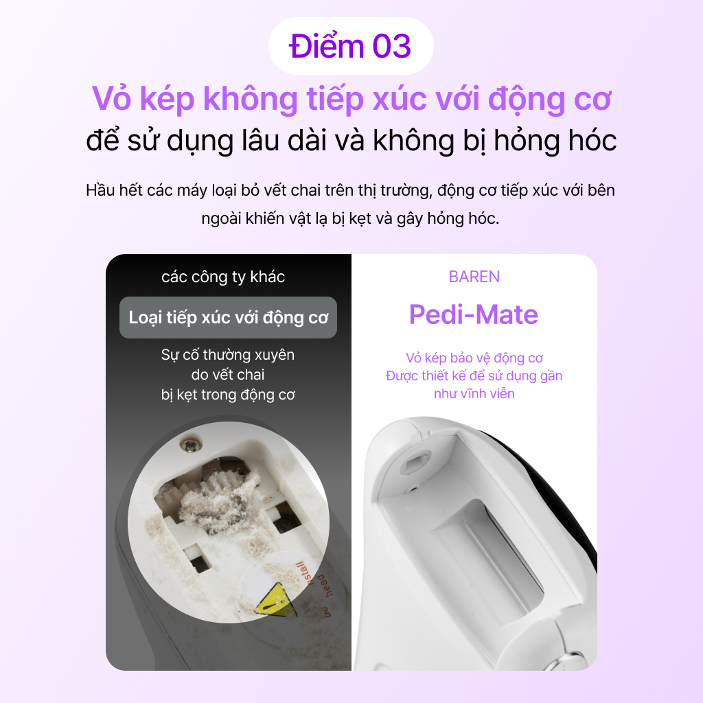 baren Máy Chân Không Điện Kép Loại Bỏ Vết Chai Pedi-Mate