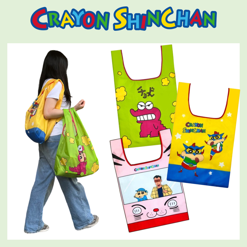 [Crayon ShinChan] Túi mua sắm Folable thân thiện với môi trường Túi đựng đồ mua sắm Tote