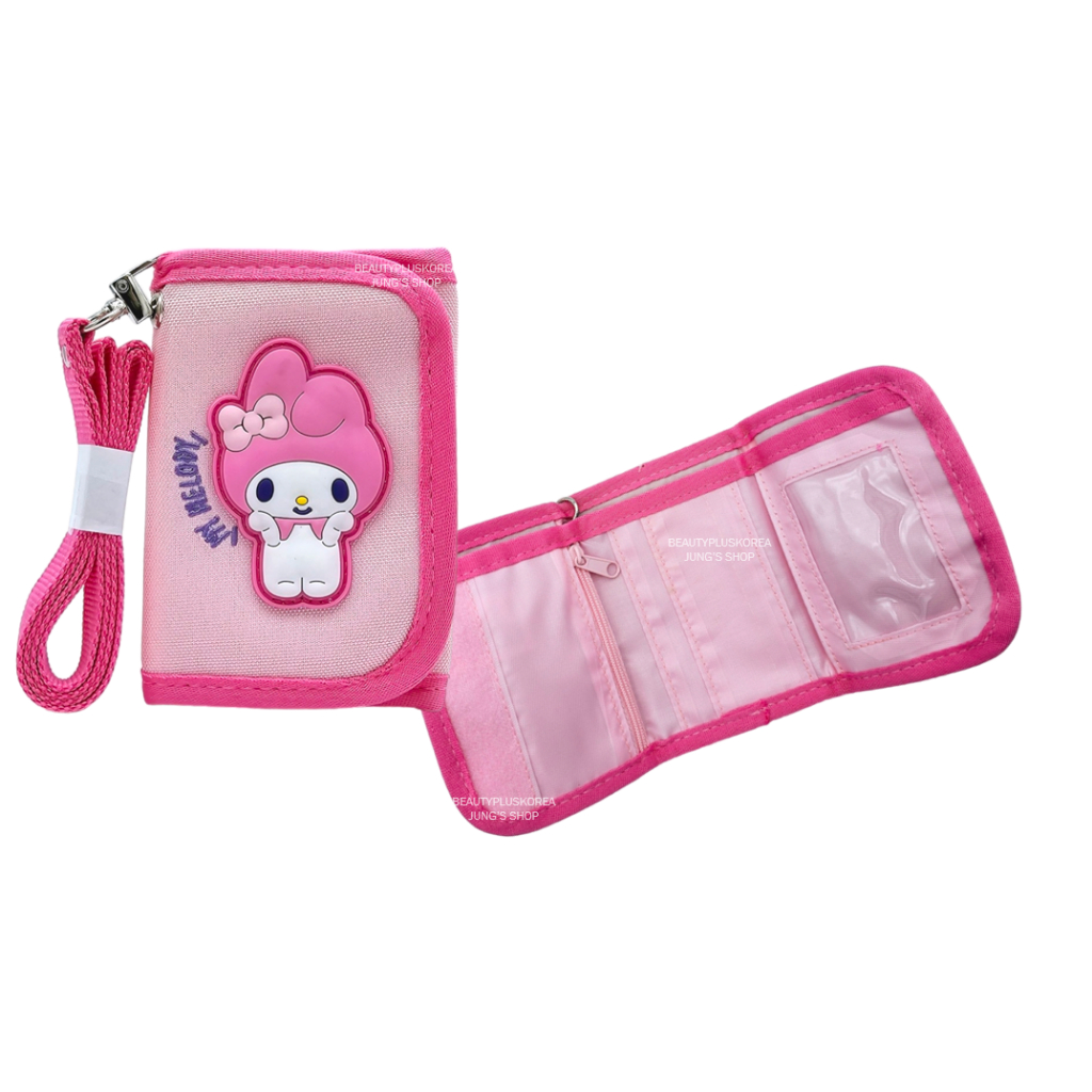 [Sanrio] Ví vòng cổ 3 tầng dễ thương (Pompompurin / Kuromi / Cinnamoroll / Mymelody) Ví đựng tiền xu Velcro