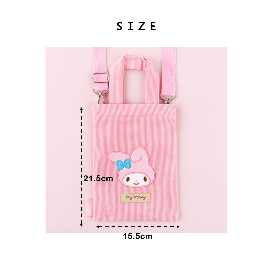 [Sanrio] Túi đeo chéo Mini Túi tote vải nhung Cinnamoroll / My Melody / Kuromi