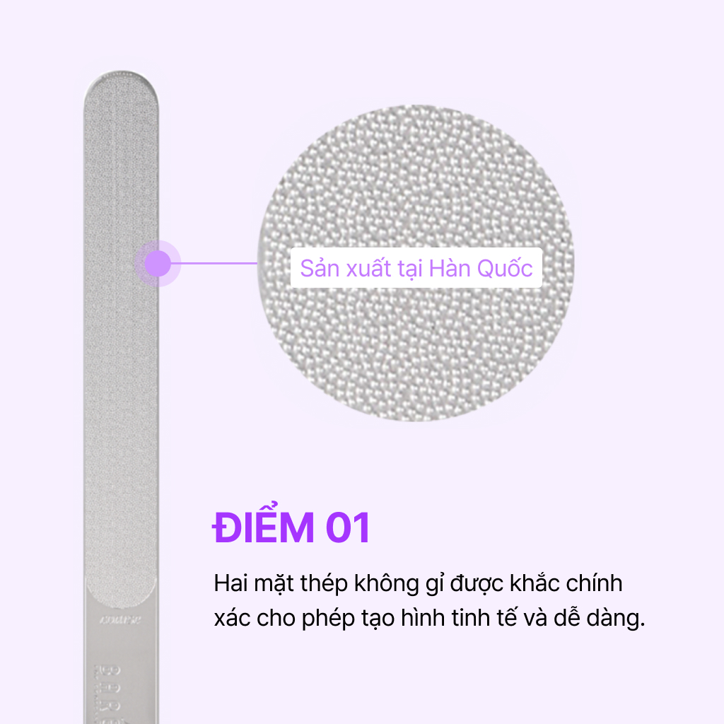 baren Dũa Móng Hai Mặt Bằng Thép Không Gỉ 1+1 [dành cho móng gel]