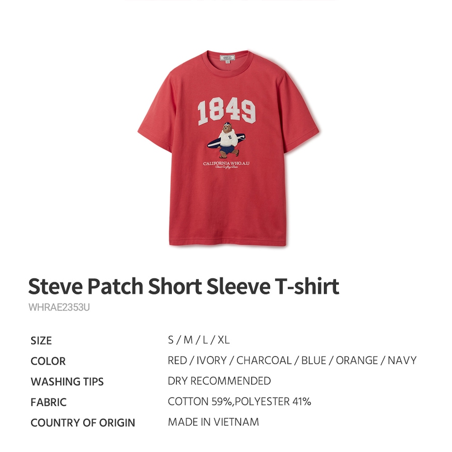 Ảnh Áo Thun Steve Patch Short Sleeve T-shirt Unisex Style | WHRAE2353U 4