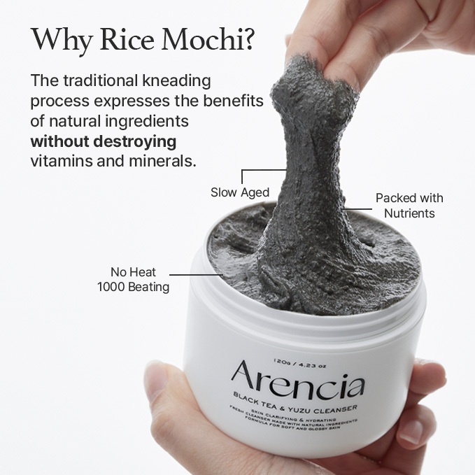 [Arencia] Sữa rửa mặt Mochi gạo Black Tea & Yuzu 120g | Chăm sóc lỗ chân lông, kiểm soát bã nhờn, cải thiện tông màu da