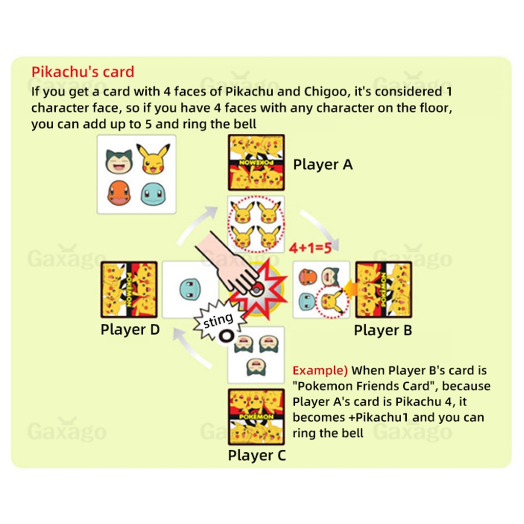 Trò chơi bảng Hàn Quốc Pokemon halli galli (Thẻ Pokemon 60ea)