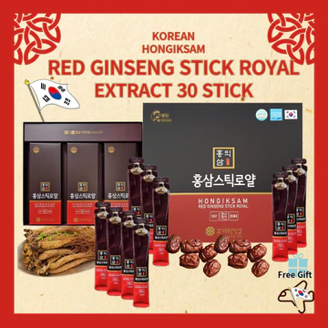 Thanh chiết xuất hồng sâm 6 năm Hàn Quốc/Red Ginseng Stick Royal/Korean Red Ginseng Extract 30 Sticks/HongikGinseng Extract /Nhân sâm đỏ hàn quốc/Quà Tặng Tết Nguyên Đán/Quà Tặng Sức Khỏe/Quà Tặng Cha