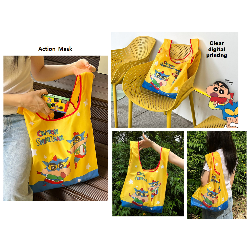 [Crayon ShinChan] Túi mua sắm Folable thân thiện với môi trường Túi đựng đồ mua sắm Tote