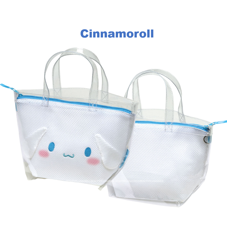 [Skater] Túi lưới tote trong suốt (Kuromi / Cinnamoroll / Hangyodon) Túi đựng đồ xông hơi Simmingbag BSMB1