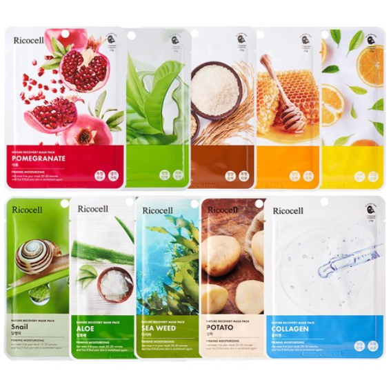 Ricocell 10 loại mặt nạ dưỡng ẩm và nhẹ 10ea