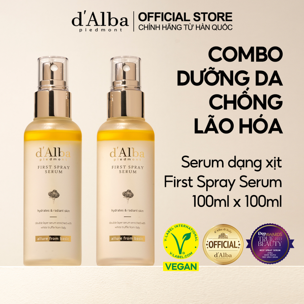 [d'Alba Official] Combo 2 Chai Serum dạng xịt căng bóng 100ml First ...