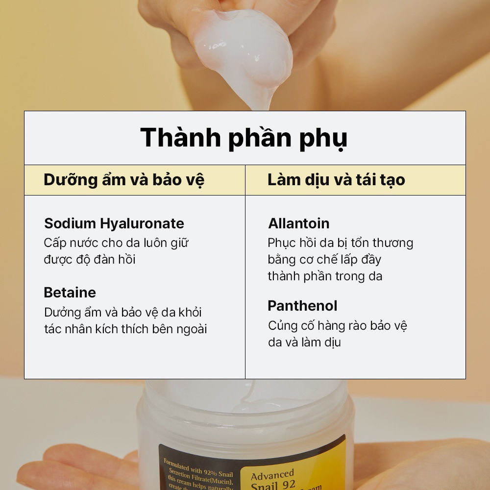 Ảnh Kem dưỡng ốc sên COSRX dạng tuýp 100g/50g với 92% chiết xuất dịch ốc sên 4