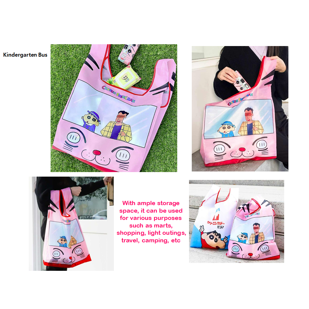 [Crayon ShinChan] Túi mua sắm Folable thân thiện với môi trường Túi đựng đồ mua sắm Tote