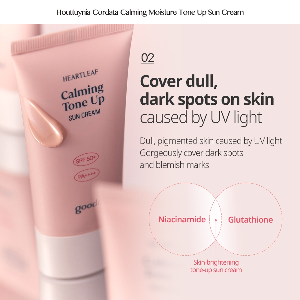 [GOODAL - SIZE MỚI] Heartleaf (Houttuynia Cordata) Kem dưỡng ẩm làm dịu tông màu chống nắng SPF50 + PA + + + + 50ml │ Tông màu tự nhiên, màu be hồng, đã được chứng minh lâm sàng