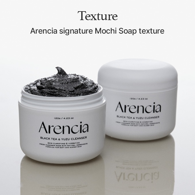 [Arencia] Sữa rửa mặt Mochi gạo Black Tea & Yuzu 120g | Chăm sóc lỗ chân lông, kiểm soát bã nhờn, cải thiện tông màu da