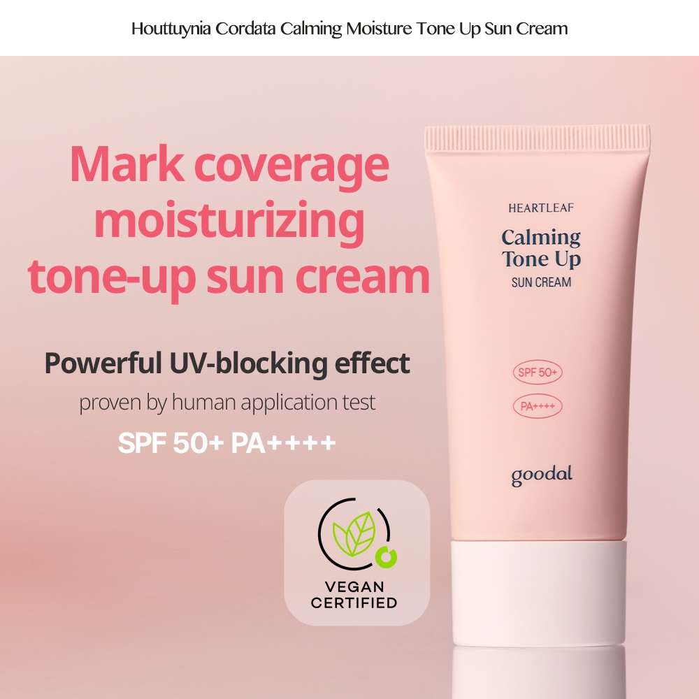 [GOODAL - SIZE MỚI] Heartleaf (Houttuynia Cordata) Kem dưỡng ẩm làm dịu tông màu chống nắng SPF50 + PA + + + + 50ml │ Tông màu tự nhiên, màu be hồng, đã được chứng minh lâm sàng