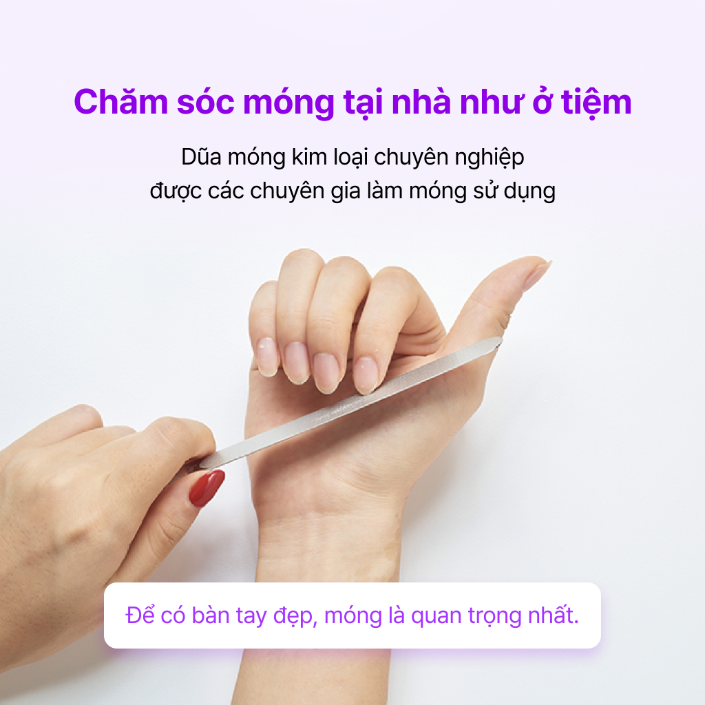 baren Dũa Móng Hai Mặt Bằng Thép Không Gỉ 1+1 [dành cho móng tự nhiên]