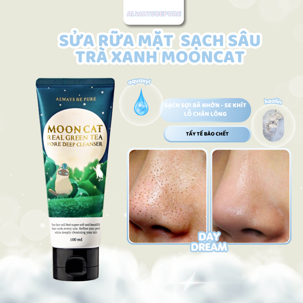 Ảnh Sữa rửa mặt trà xanh MoonCat [AlwaysbePure] 100ml - Sạch sâu, se khít lỗ chân lông, kiểm soát dầu, giảm mụn 1