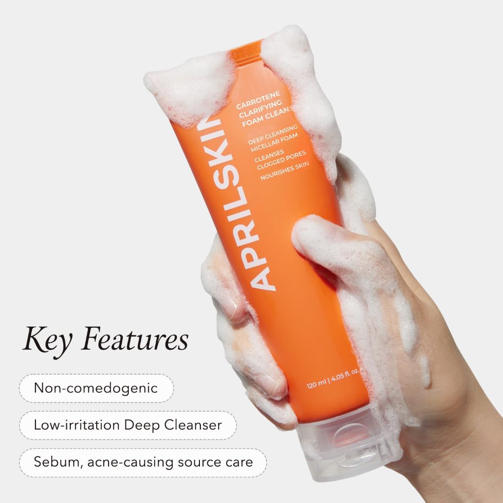 Sữa rửa mặt tạo bọt làm sáng da Aprilskin Carrotene 120ml- Làm sạch sâu với BHAs & Kiểm soát bã nhờn để bôi trơn, nhạy cảm, chống mụn