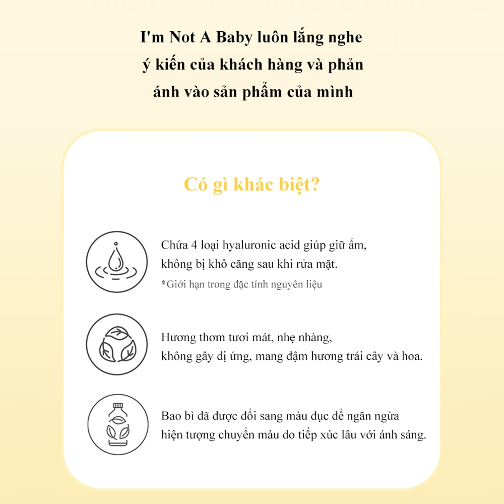 Sữa Rửa Mặt Trẻ Em I'm Not A Baby 150ml Sữa Dê Hương trái cây Bảo vệ da Cân bằng Độ ẩm