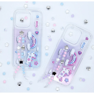Tên độc đáo thứ hai - SUN case CLEAR / Color UNICON BEADS HỒNG xanh / dây đeo ngón tay Vỏ điện thoại hàn quốc dễ thương tương thích cho iphone 15 14 13 12 11 pro max mini xs xr s24 s23 ultra plus