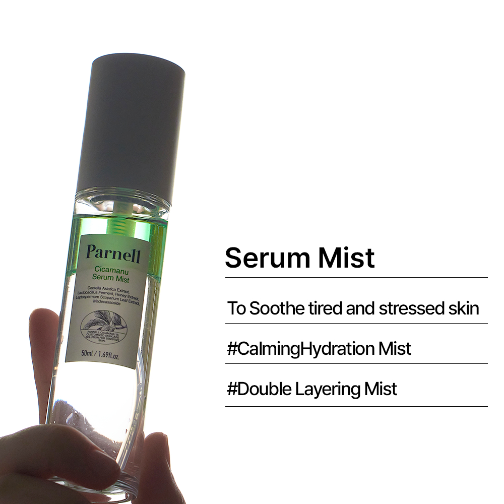 [Parnell Chính hãng] Xịt khoáng serum chiết xuất rau má mật ong dưỡng ẩm làm dịu da, nền da mịn mướt căng bóng Parnell Cicamanu Serum Mist 50ml