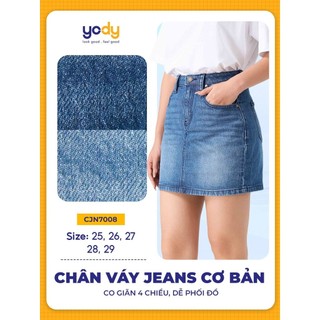 Chân váy Jean Nữ YODY- chân váy ngắn cơ bản, có lót trong, thoải mái vận động Yody CJN7008