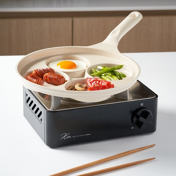 TRUECOOK Tấm phủ gốm Chảo trứng 4 lỗ màu be • Tương thích cảm ứng IH