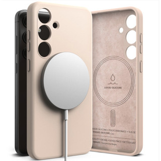 Ringke - Vỏ mềm phủ toàn bộ từ tính Silicon cho galaxy s24 s25 plus ultra (đen, hồng, hoa oải hương)