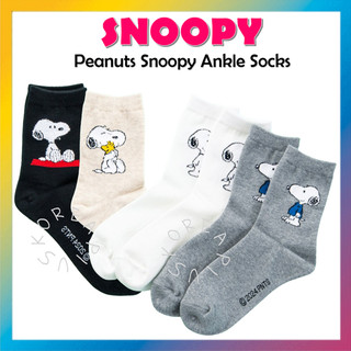 [Snoopy] Tất mắt cá chân Snoopy Đậu phộng (Đen Be Xám Trắng)