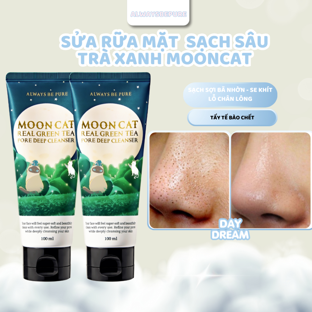 Ảnh Sữa rửa mặt trà xanh MoonCat [AlwaysbePure] 100ml - Sạch sâu, se khít lỗ chân lông, kiểm soát dầu, giảm mụn 100ml+100ml 1