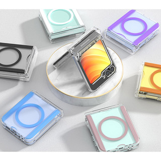 Hộp đựng thẻ bìa bản lề trong suốt có khe cắm từ tính cho vỏ galaxy z flip 6 5 / flip6