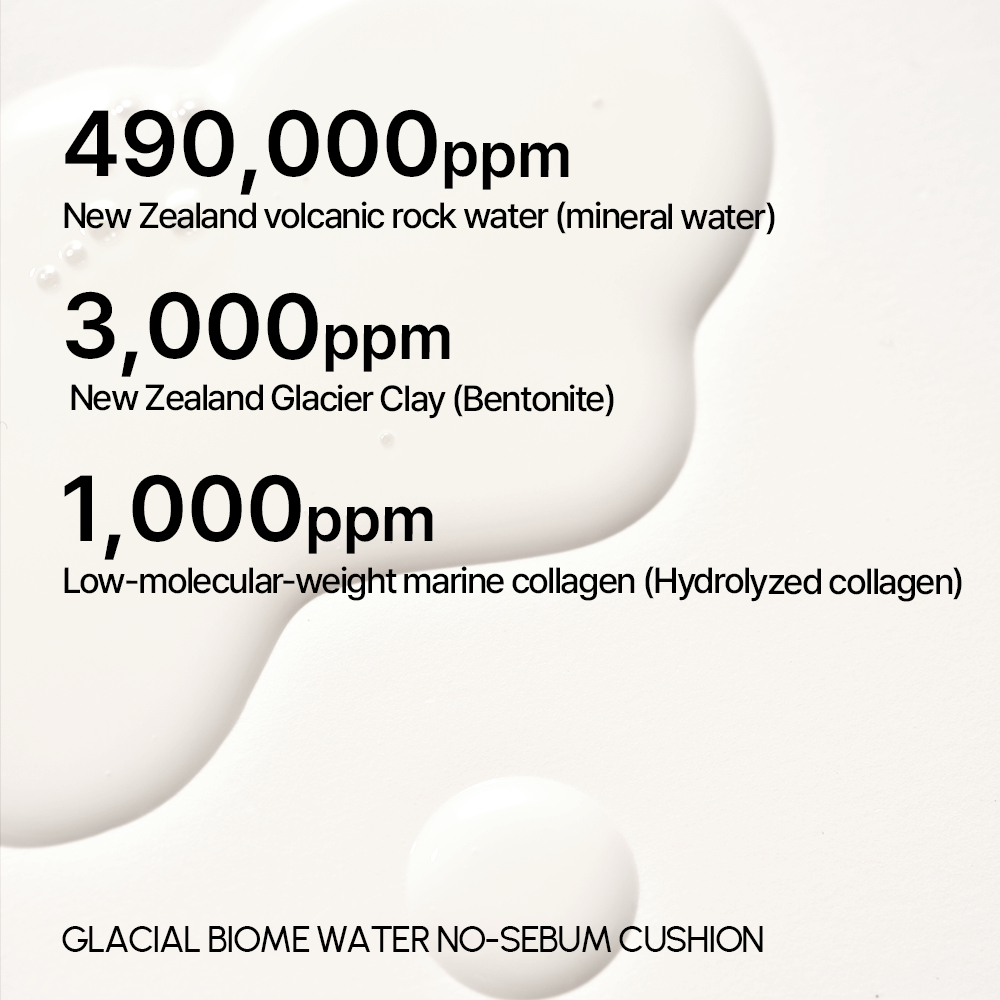 [Parnell Chính hãng] Phấn nước kiềm dầu trong suốt Hyaluronic Acid, Mineral Water, Collagen cấp ẩm, da khô ráo ngay sau khi dặm Parnell Glacial Biome Water No-Sebum Cushion 10g
