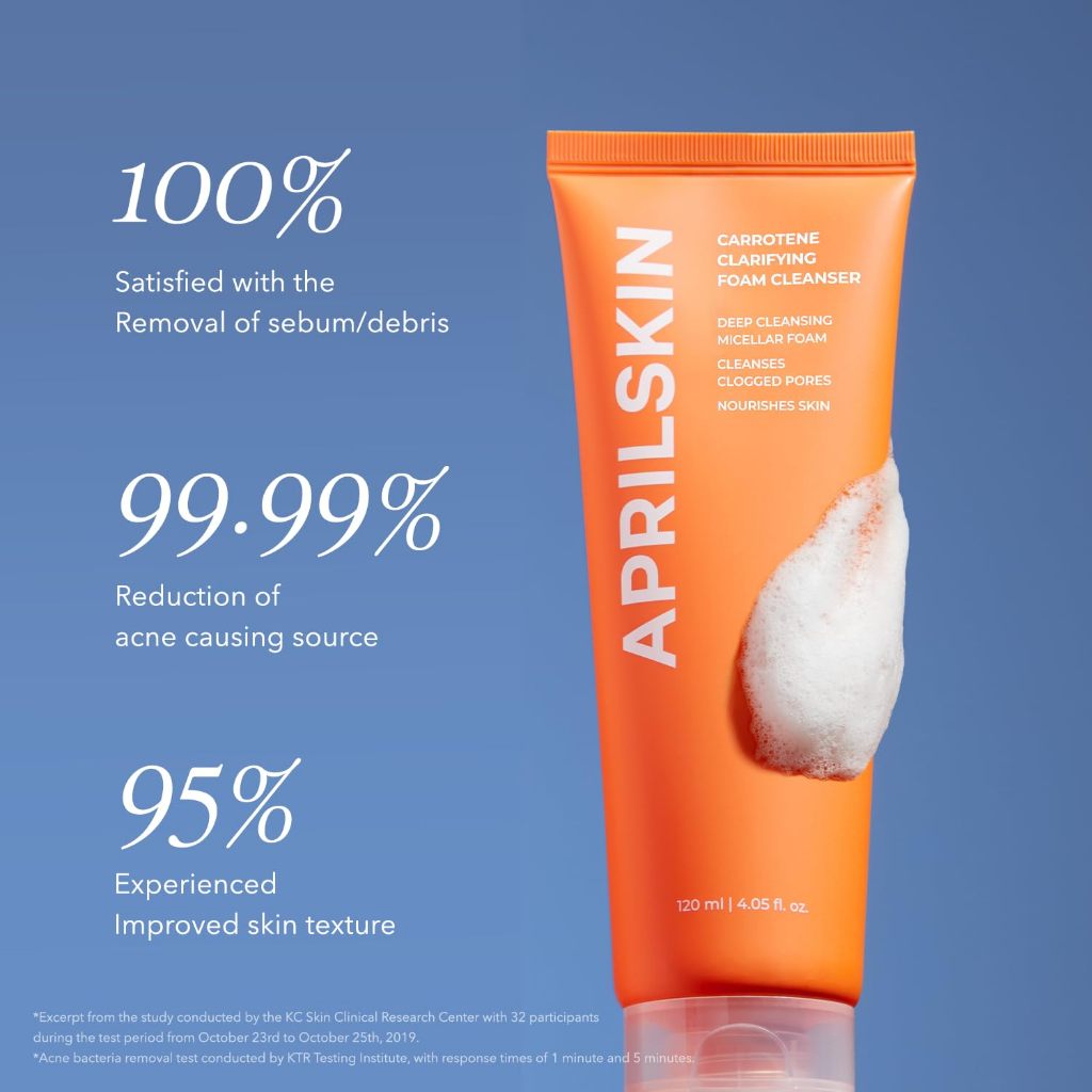 Sữa rửa mặt tạo bọt làm sáng da Aprilskin Carrotene 120ml- Làm sạch sâu với BHAs & Kiểm soát bã nhờn để bôi trơn, nhạy cảm, chống mụn