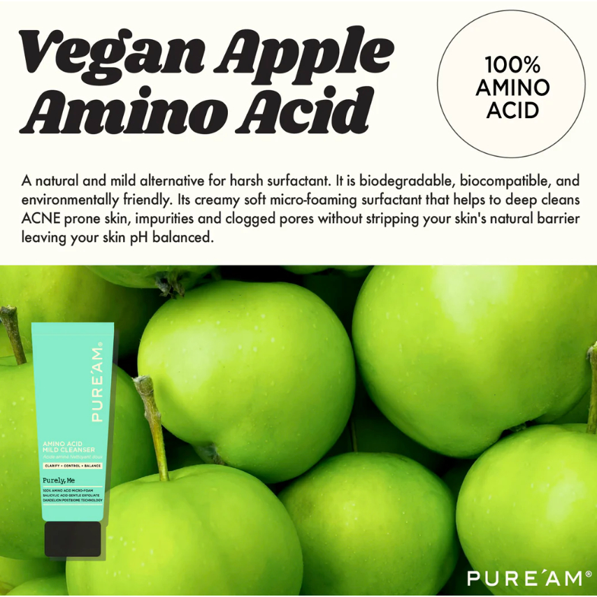 [PURE 'AM] Sữa rửa mặt nhẹ axit amin, Axit Salicylic (Làm dịu, Kiểm soát dầu, Chống mụn), 120ml