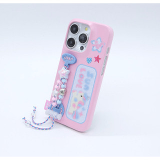 Tên độc đáo thứ hai - SUN case CLEAR / Color UNICON BEADS HỒNG xanh / dây đeo ngón tay Vỏ điện thoại hàn quốc dễ thương tương thích cho iphone 15 14 13 12 11 pro max mini xs xr s24 s23 ultra plus