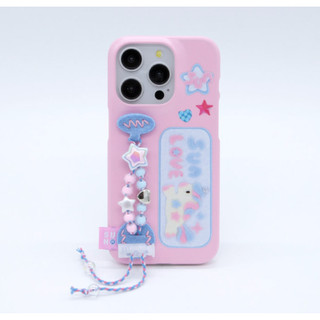 Tên độc đáo thứ hai - SUN case CLEAR / Color UNICON BEADS HỒNG xanh / dây đeo ngón tay Vỏ điện thoại hàn quốc dễ thương tương thích cho iphone 15 14 13 12 11 pro max mini xs xr s24 s23 ultra plus