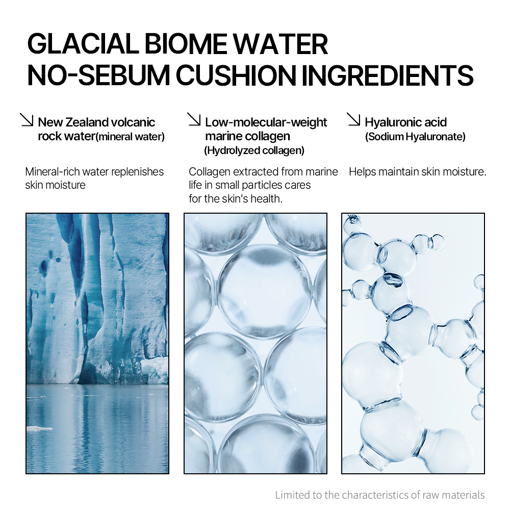 [Parnell Chính hãng] Phấn nước kiềm dầu trong suốt Hyaluronic Acid, Mineral Water, Collagen cấp ẩm, da khô ráo ngay sau khi dặm Parnell Glacial Biome Water No-Sebum Cushion 10g