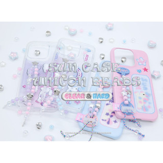 Tên độc đáo thứ hai - SUN case CLEAR / Color UNICON BEADS HỒNG xanh / dây đeo ngón tay Vỏ điện thoại hàn quốc dễ thương tương thích cho iphone 15 14 13 12 11 pro max mini xs xr s24 s23 ultra plus
