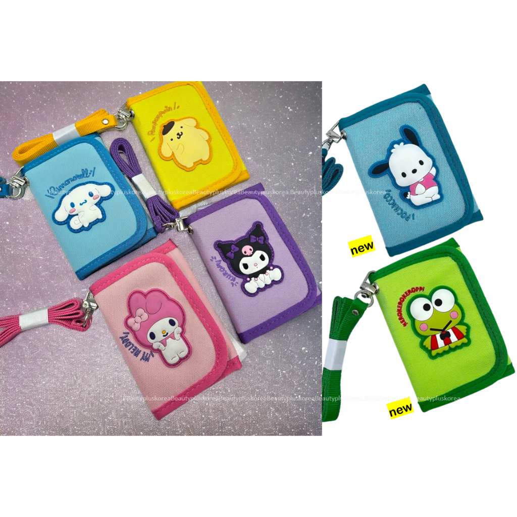 [Sanrio] Ví vòng cổ 3 tầng dễ thương (Pompompurin / Kuromi / Cinnamoroll / Mymelody) Ví đựng tiền xu Velcro