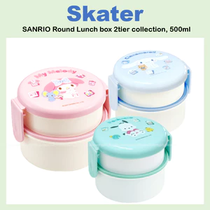 Hộp cơm trưa tròn SANRIO Bộ sưu tập 2 tầng 500ml Mymelody, Pochacco, Cinnamoroll ONWR1