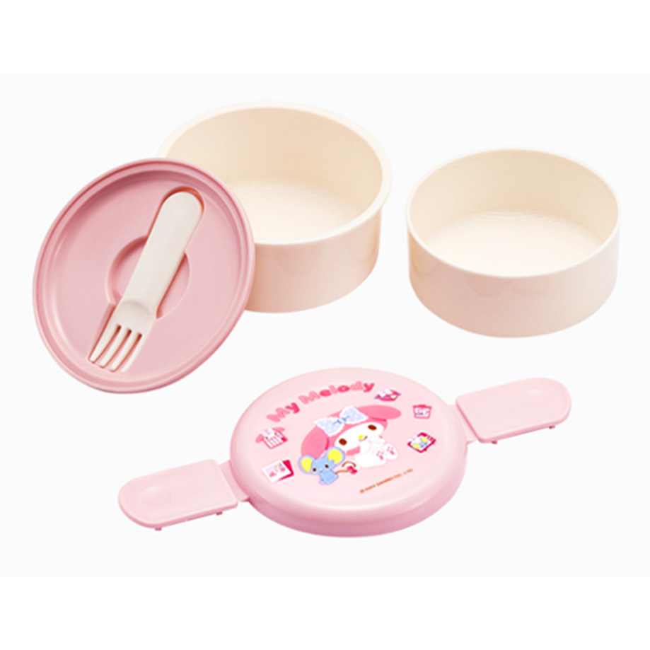 [Skater] Hộp cơm trưa tròn SANRIO Bộ sưu tập 2 tầng 500ml Mymelody, Pochacco, Cinnamoroll ONWR1