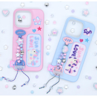 Tên độc đáo thứ hai - SUN case CLEAR / Color UNICON BEADS HỒNG xanh / dây đeo ngón tay Vỏ điện thoại hàn quốc dễ thương tương thích cho iphone 15 14 13 12 11 pro max mini xs xr s24 s23 ultra plus