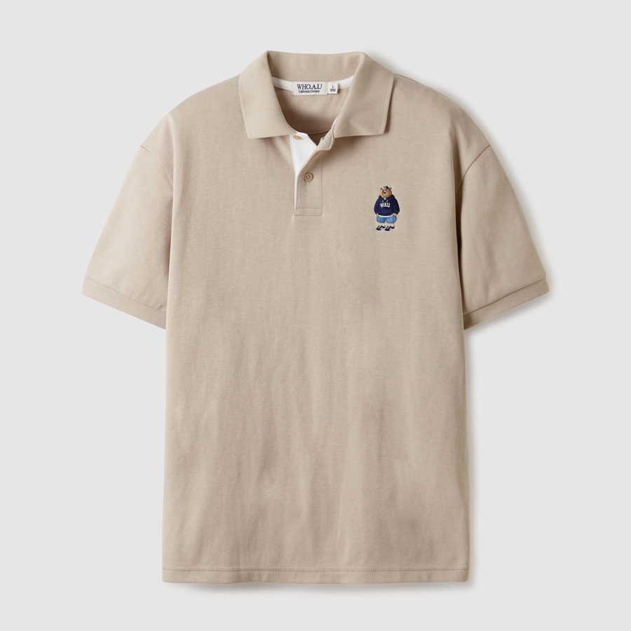 WHO.A.U] Áo Polo Big Steve Collar T-Shirt Unisex Style